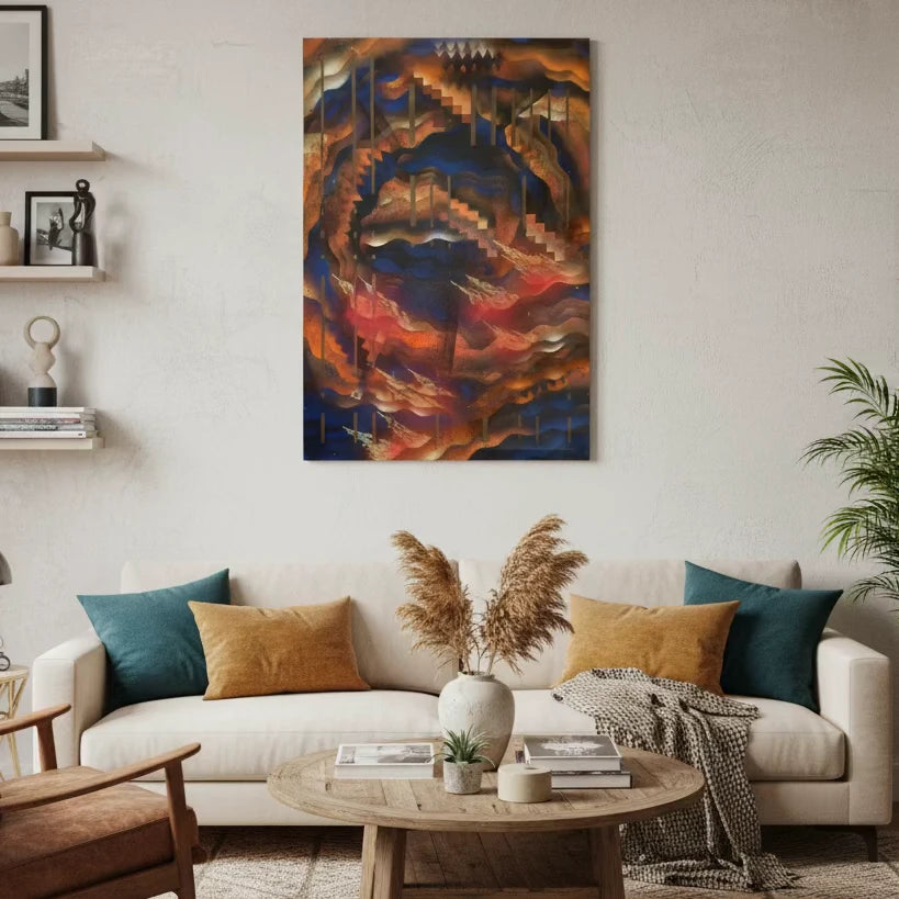 Deriva. Pintura compuesta con aerosol y lápices de colores. Autor: Serse