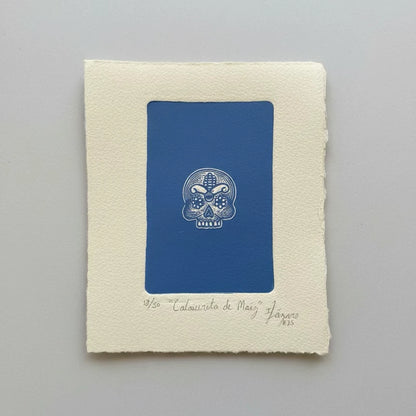 Calaverita de Maíz, Linograbado en Papel Algodón, Iliana Lázaro