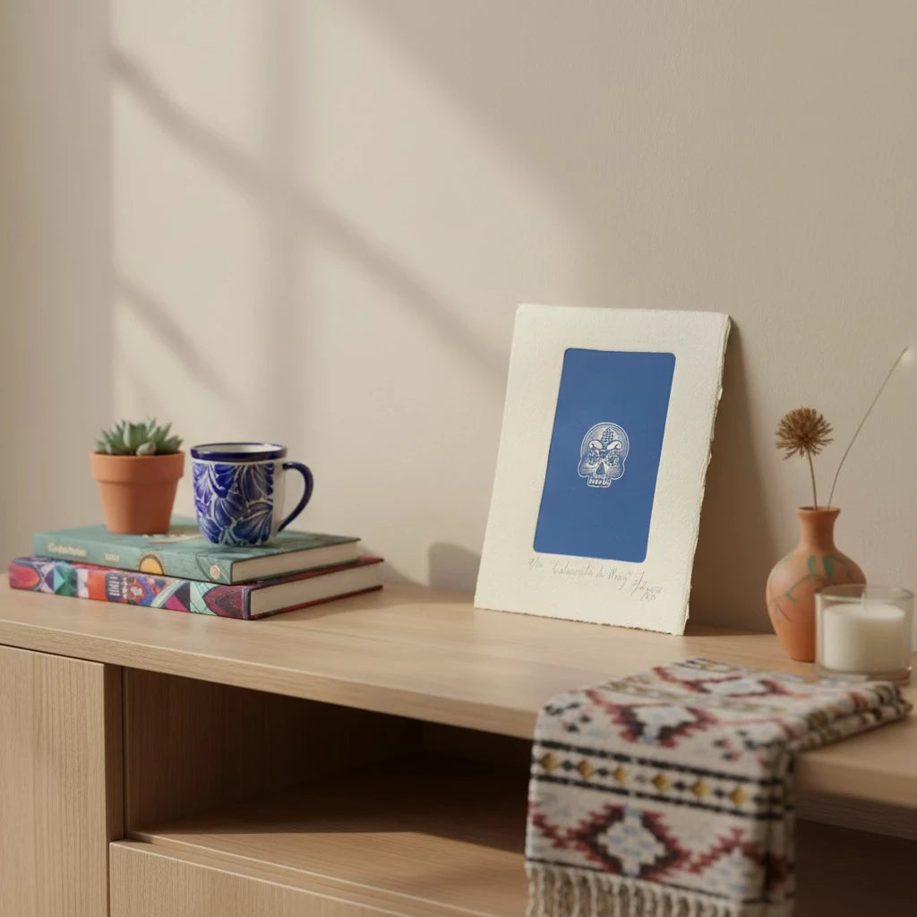 Calaverita de Maíz, Linograbado en Papel Algodón, Iliana Lázaro