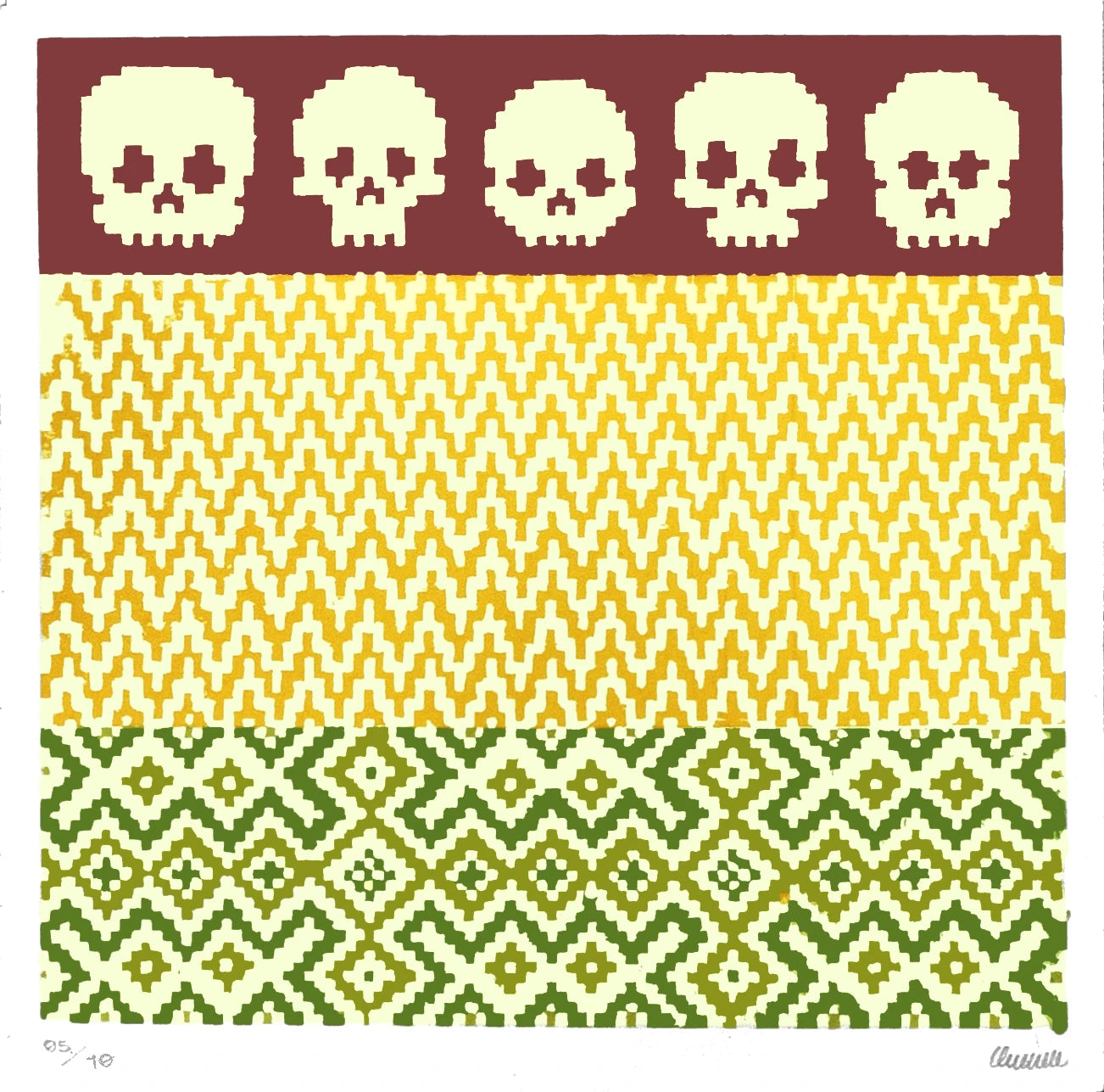 Serigrafía de pincel sobre malla "Demen-te" de Osmar Portillo.