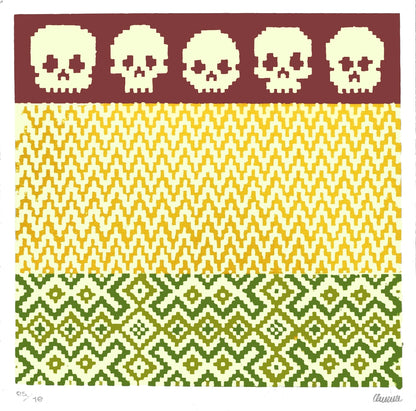 Serigrafía de pincel sobre malla "Demen-te" de Osmar Portillo.