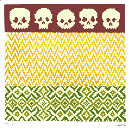 Serigrafía de pincel sobre malla "Demen-te" de Osmar Portillo.