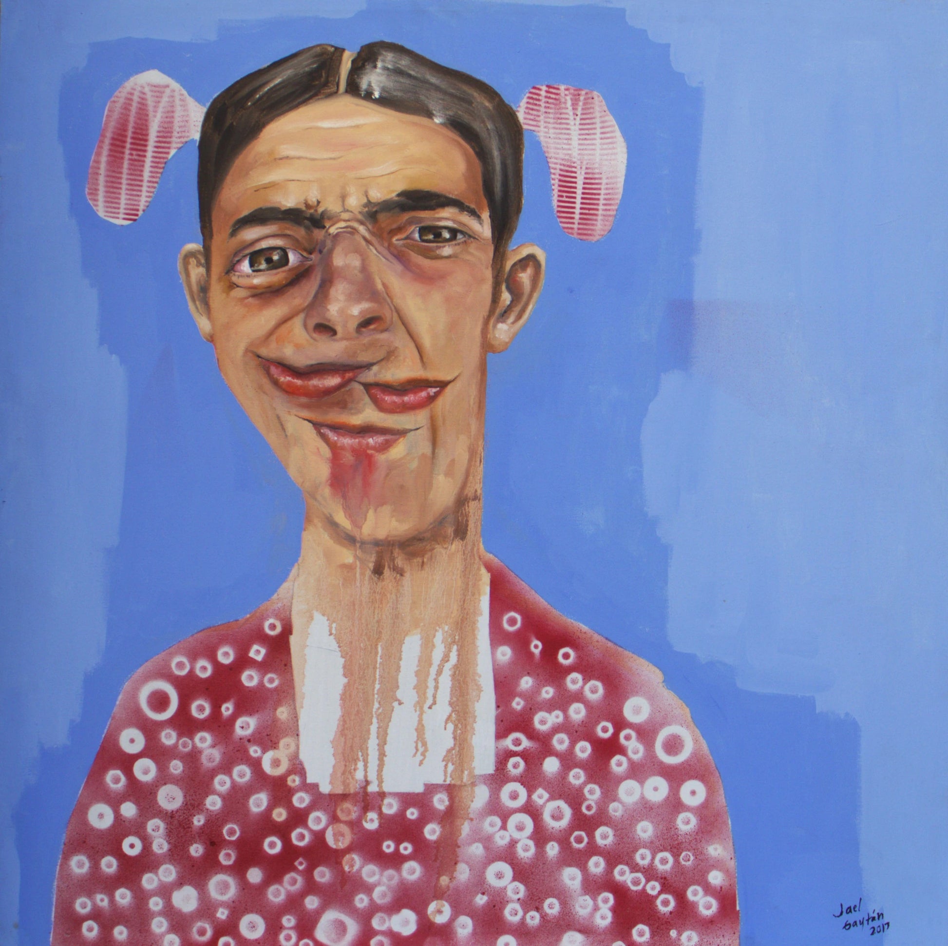 Pintura abstracta "Sujeto Estrambótico" de Jael Gaytán. Técnica mixta sobre lienzo.