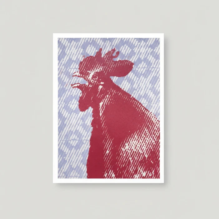 Grabado en linografía "Polvo E'gallo" de Osmar Portillo. Serie de matriz perdida.