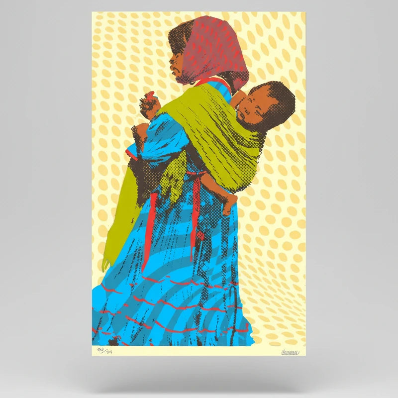 Serigrafía "Raromuri" de Osmar Portillo, homenaje a la cultura Tarahumara.