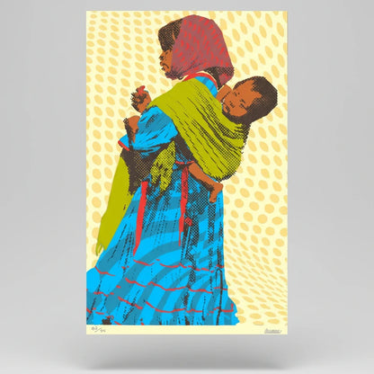 Serigrafía "Raromuri" de Osmar Portillo, homenaje a la cultura Tarahumara.