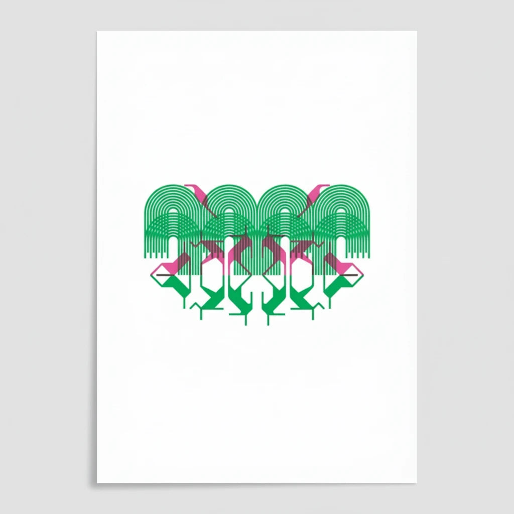 Risografía "Sombrita" de Gabriel García Nevárez. Impresión de arte gráfico con colores intensos.