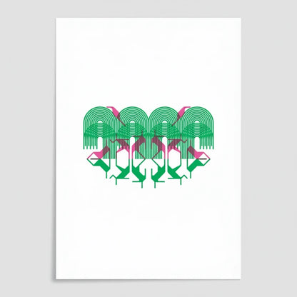 Risografía "Sombrita" de Gabriel García Nevárez. Impresión de arte gráfico con colores intensos.