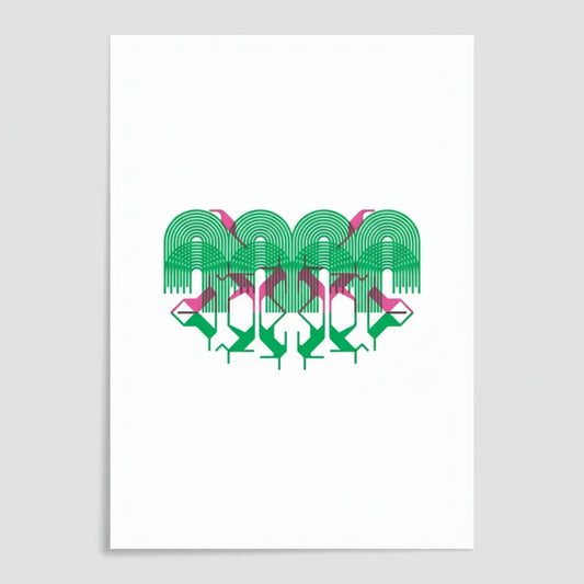 Risografía "Sombrita" de Gabriel García Nevárez. Impresión de arte gráfico con colores intensos.